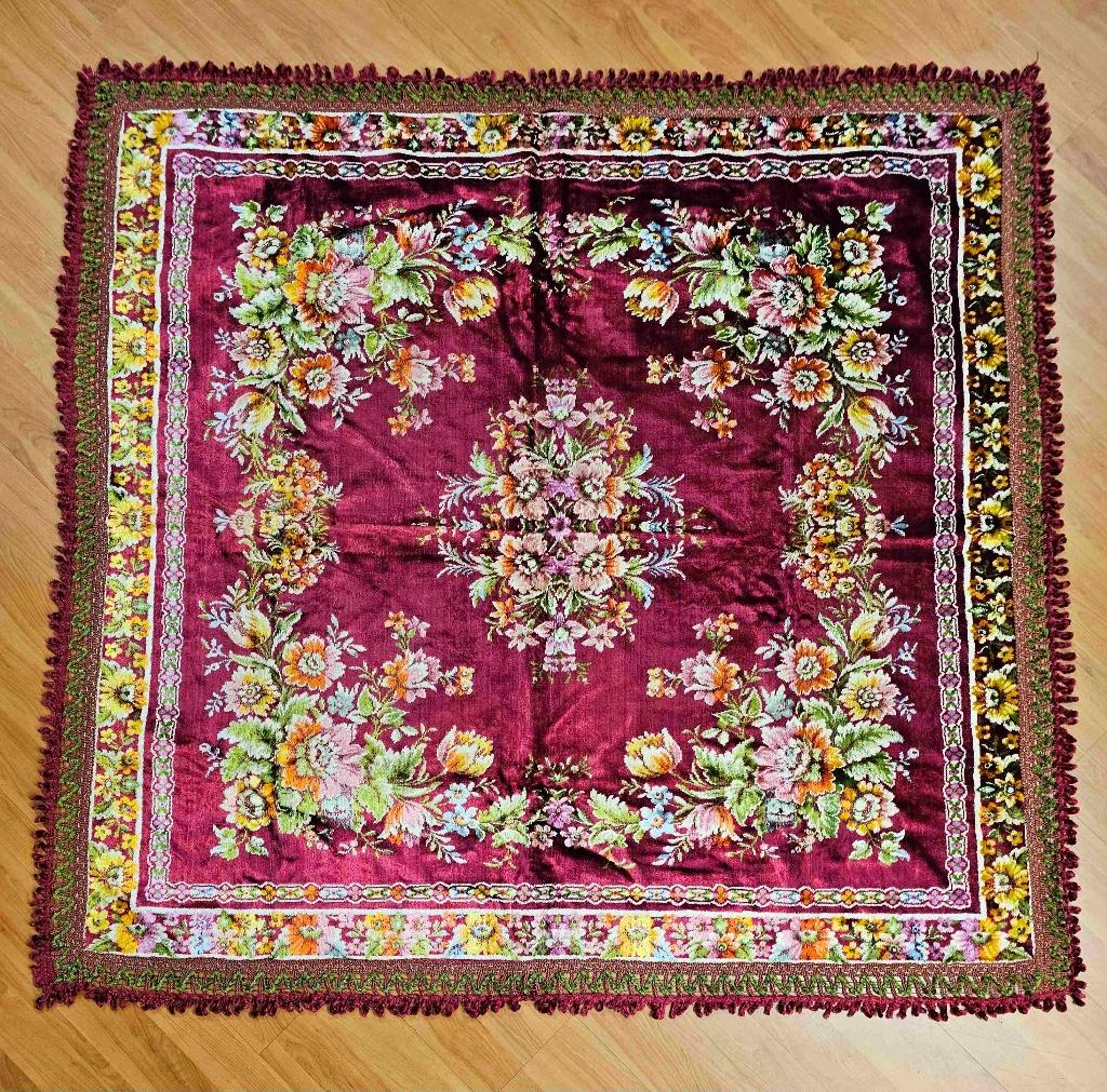 Velvet Kleed Bloemen 155/147 cm, Verzenden, Gebruikt, Rechthoek