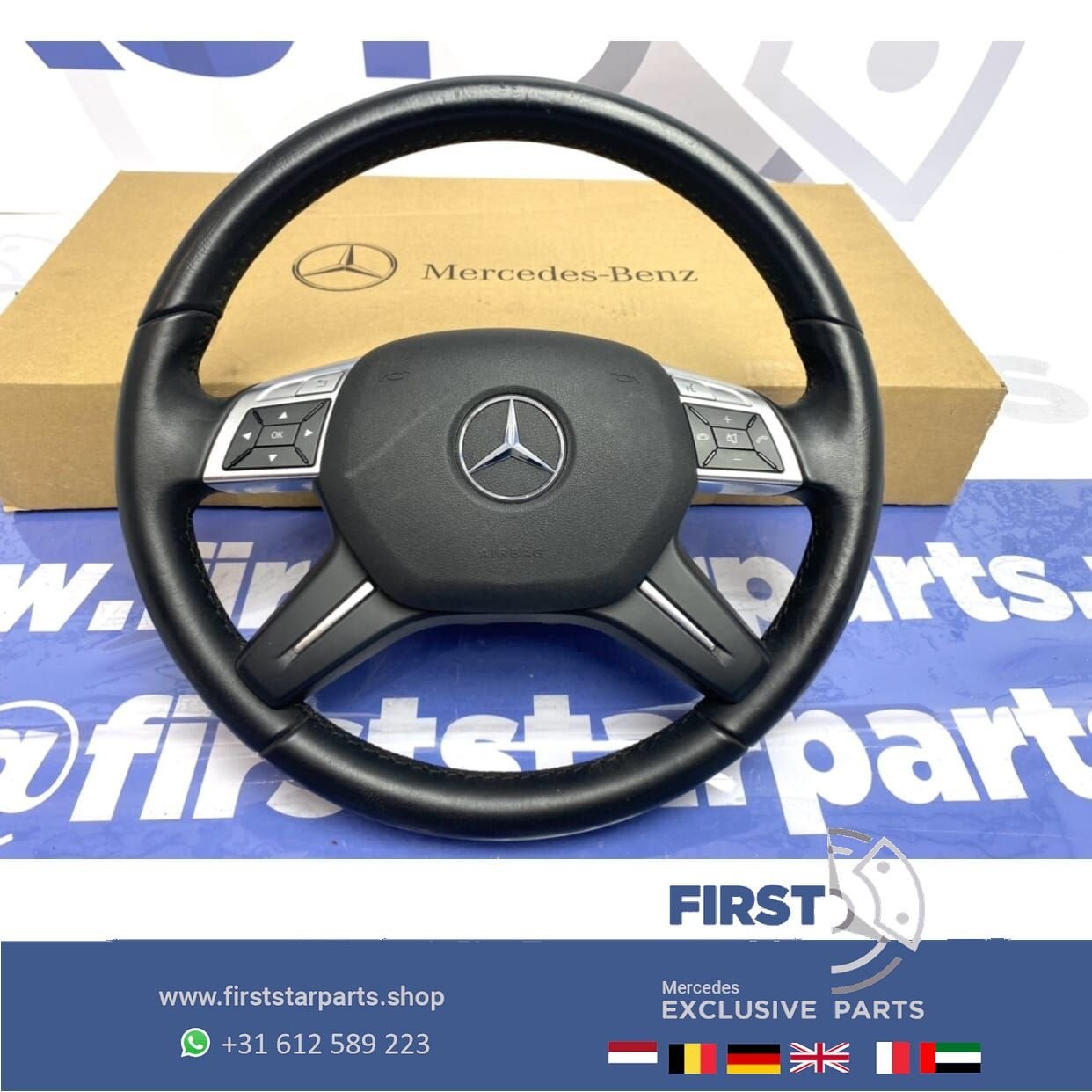 W166 leder stuur origineel Mercedes ML Klasse 2011- zwart le, Gebruikt, -, Ophalen of Verzenden, -