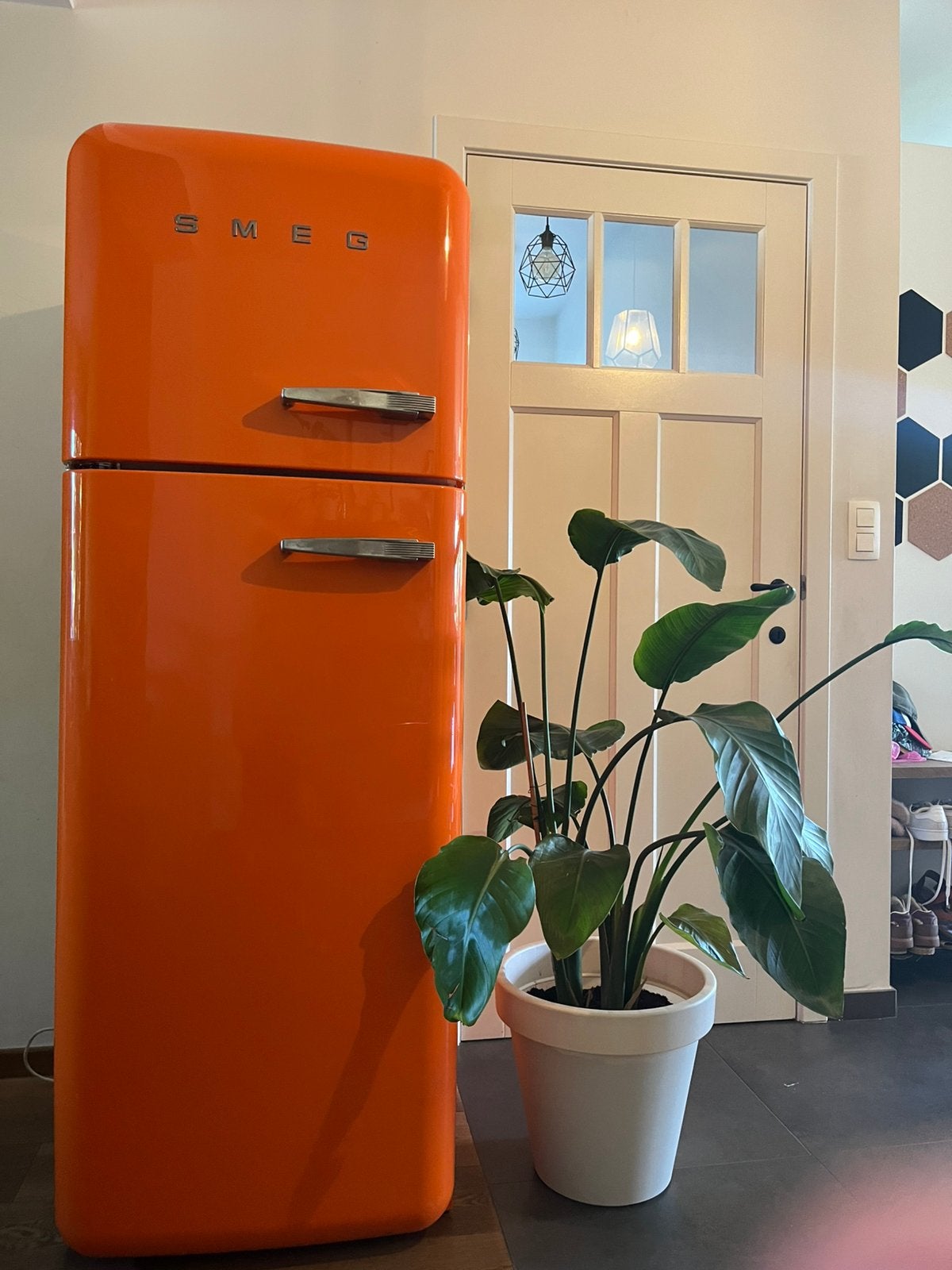 Réfrigérateur-congélateur SMEG orange, Electroménager, 160 cm ou plus, Enlèvement, Utilisé, 200 litres ou plus