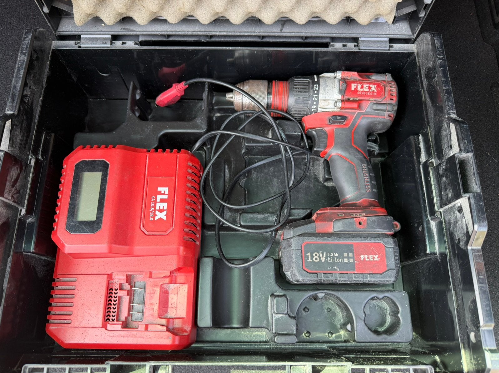 Flex accuboormachine 18V 5.0Ah met accu, lader en koffer, Doe-het-zelf en Bouw, Gereedschap | Boormachines, Ophalen, Zo goed als nieuw