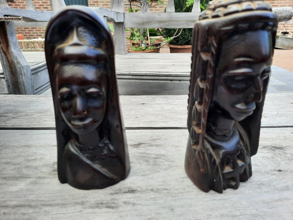 Art africain - Figurines pour couples, Afrique, Bois, Enlèvement ou Envoi, Brun