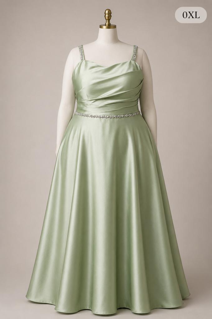 Groene avondjurk, Kleding | Dames, Gelegenheidskleding, Ophalen of Verzenden, Zo goed als nieuw, Maat 46/48 (XL) of groter, Groen