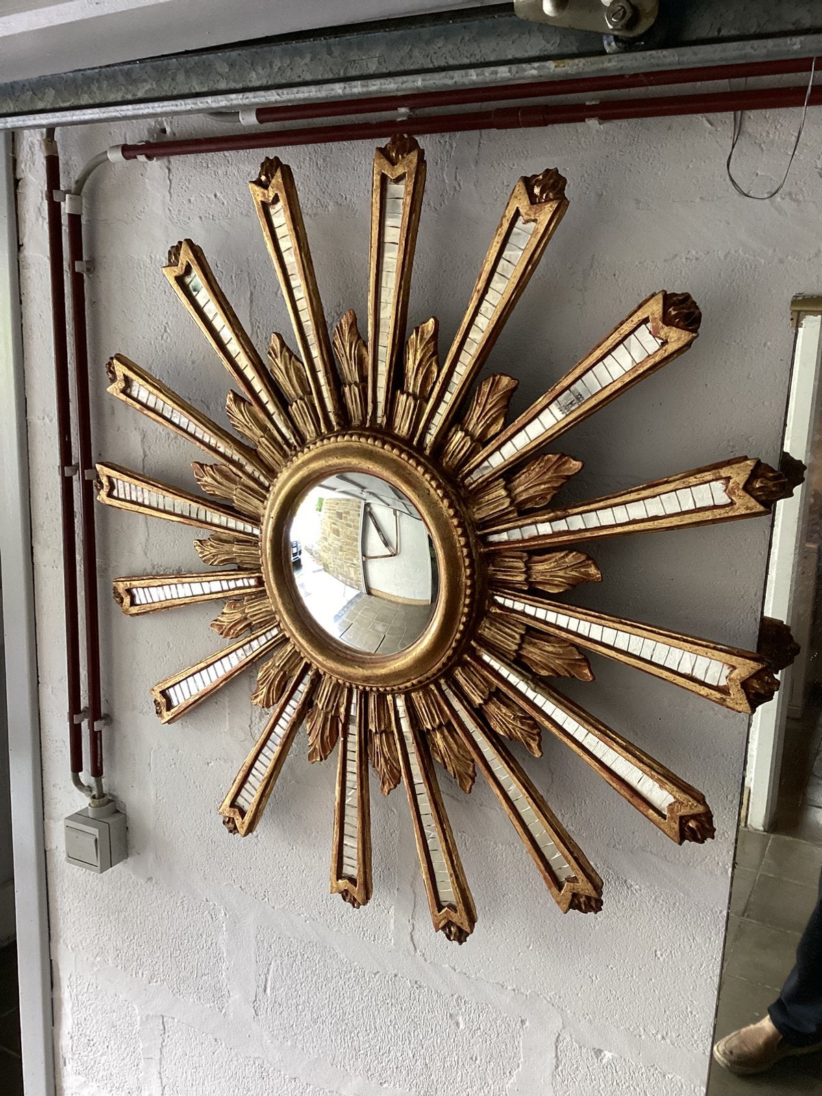 Grand miroir convexe dit de Sorcière ! Bois., Antiquités & Art, Enlèvement