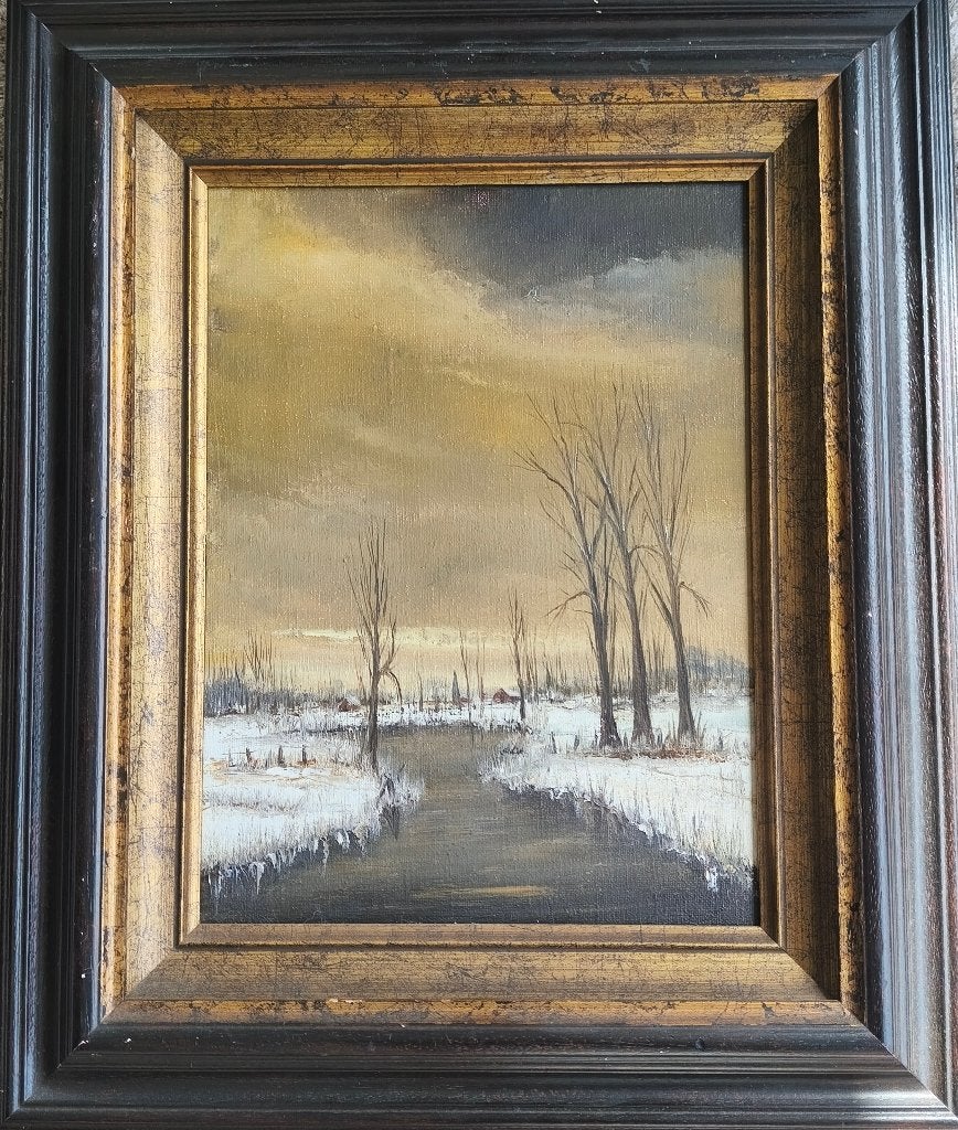 Schilderij winterlandschap Brocas, Antiquités & Art, Art | Peinture | Classique, Envoi