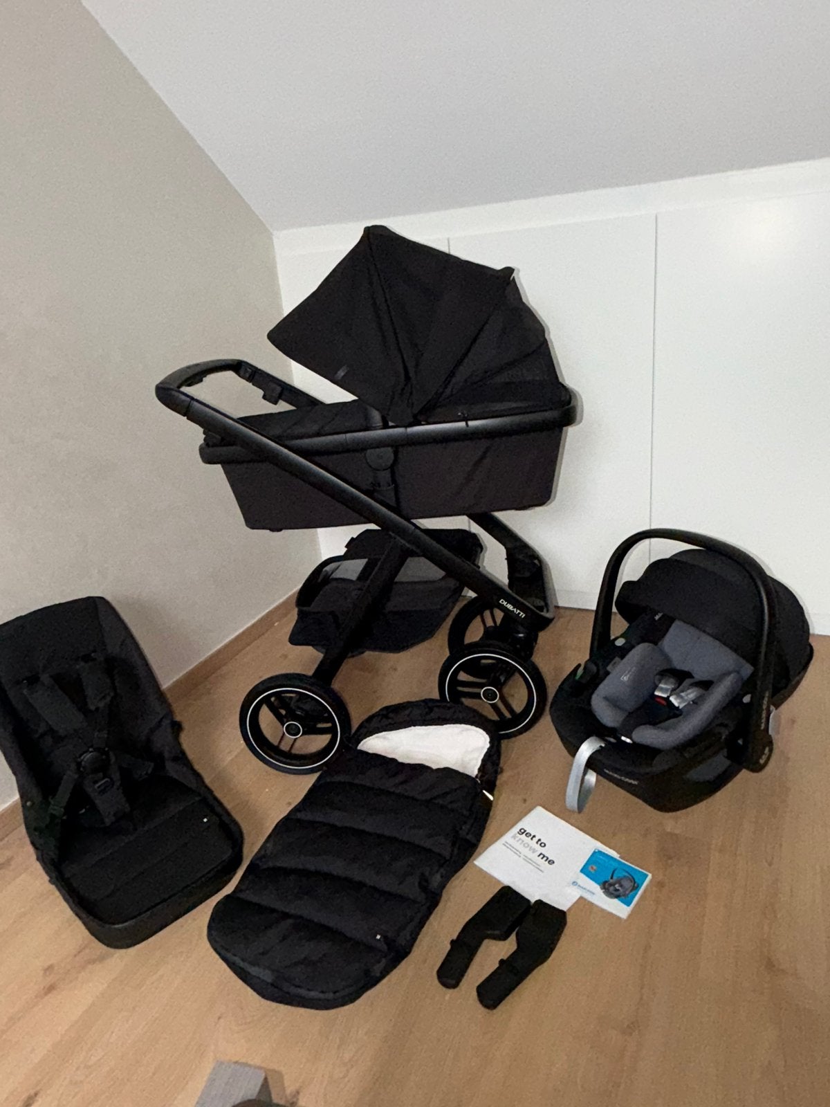Dubatti Two 3-in-1 Kinderwagen Black - Carbon Black, Avec siège auto, Comme neuf, Enlèvement, Poussette