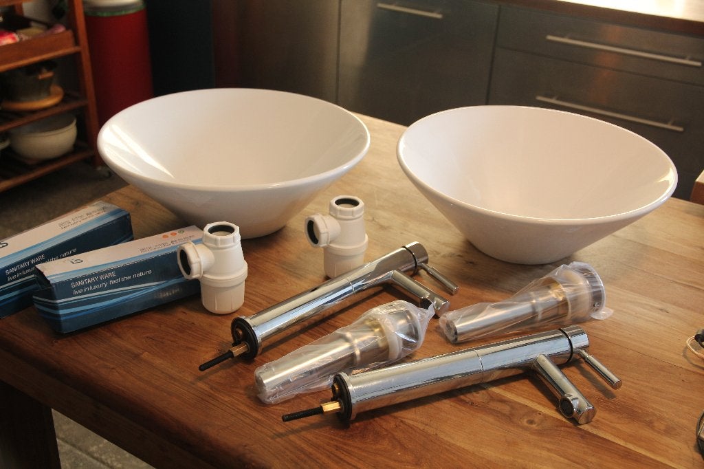 Complete wasbakken, Doe-het-zelf en Bouw, Sanitair, Ophalen, Zo goed als nieuw, Chroom, Wastafel