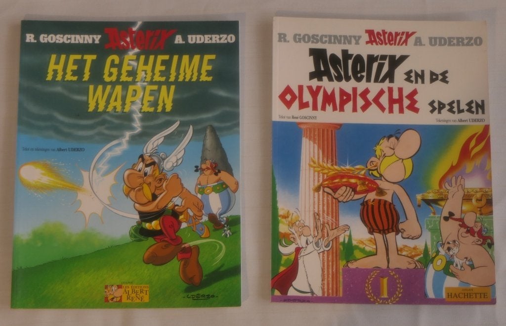 Asterix   Het geheime Wapen    De Olympische Spelen, Ophalen of Verzenden, Zo goed als nieuw, Goscinny - Uderzo, Meerdere stripboeken