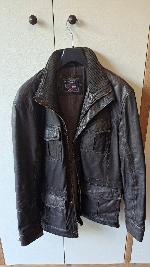 Leder jas RIVER WOODS maat M, Kleding | Heren, Jassen | Winter, Ophalen, Bruin, Zo goed als nieuw, Maat 48/50 (M)