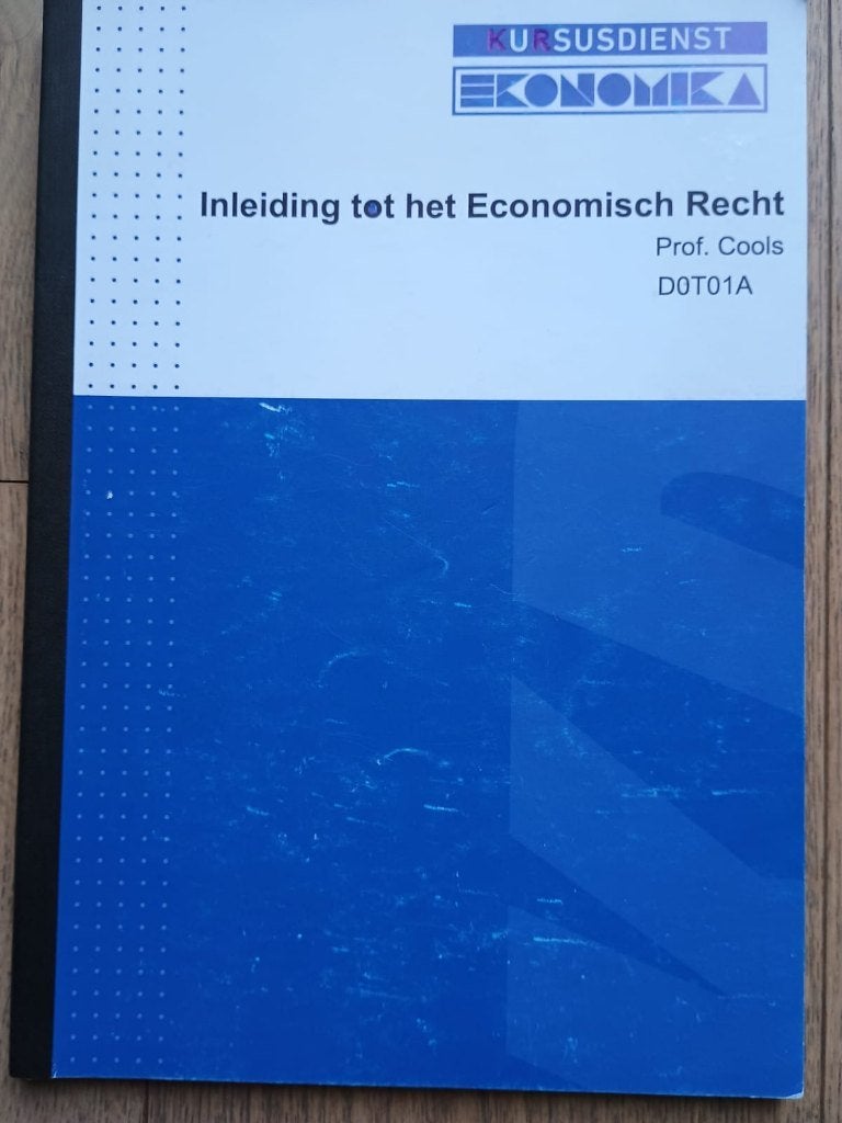 Inleiding tot het economisch recht - KU Leuven, Boeken, Ophalen of Verzenden, Gelezen, Economie en Marketing, Prof. Cools
