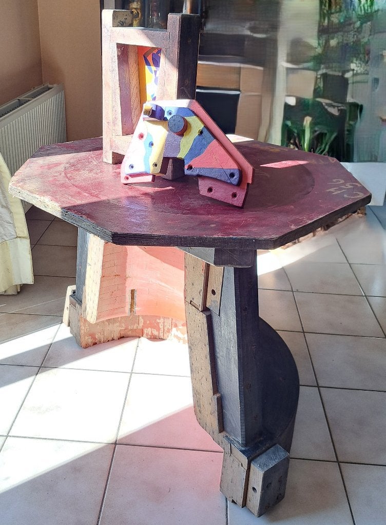 Table et tableaux 4 pièces style industriel pièces uniques!, Antiquités & Art, Enlèvement