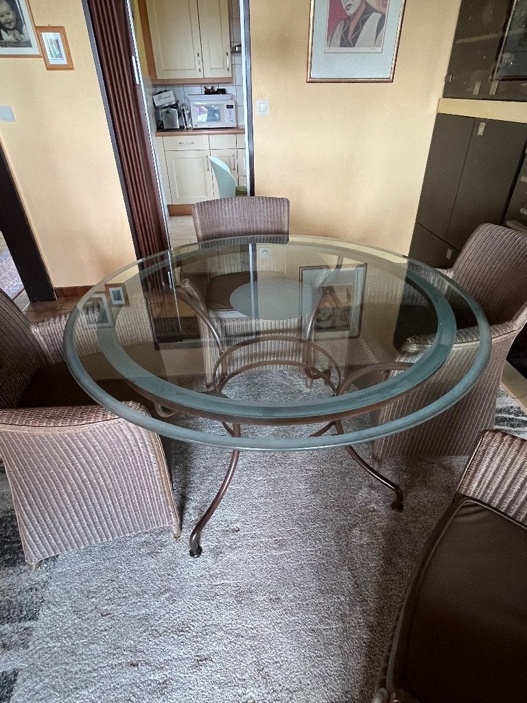 Mooie glazen tafel plus 4 bijpassende stoelen, Ophalen