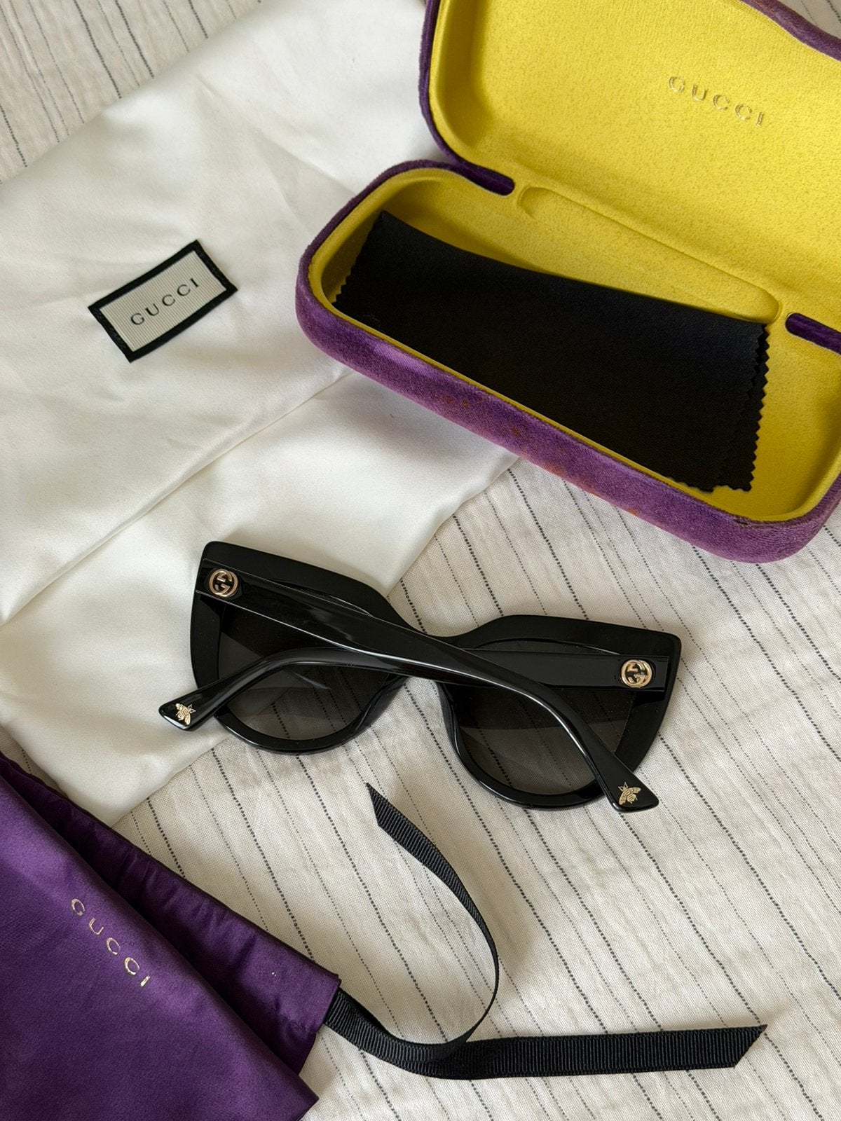 Gucci cat eye zwartgouden zonnebril, Ophalen of Verzenden, Zo goed als nieuw, Zwart, Bril