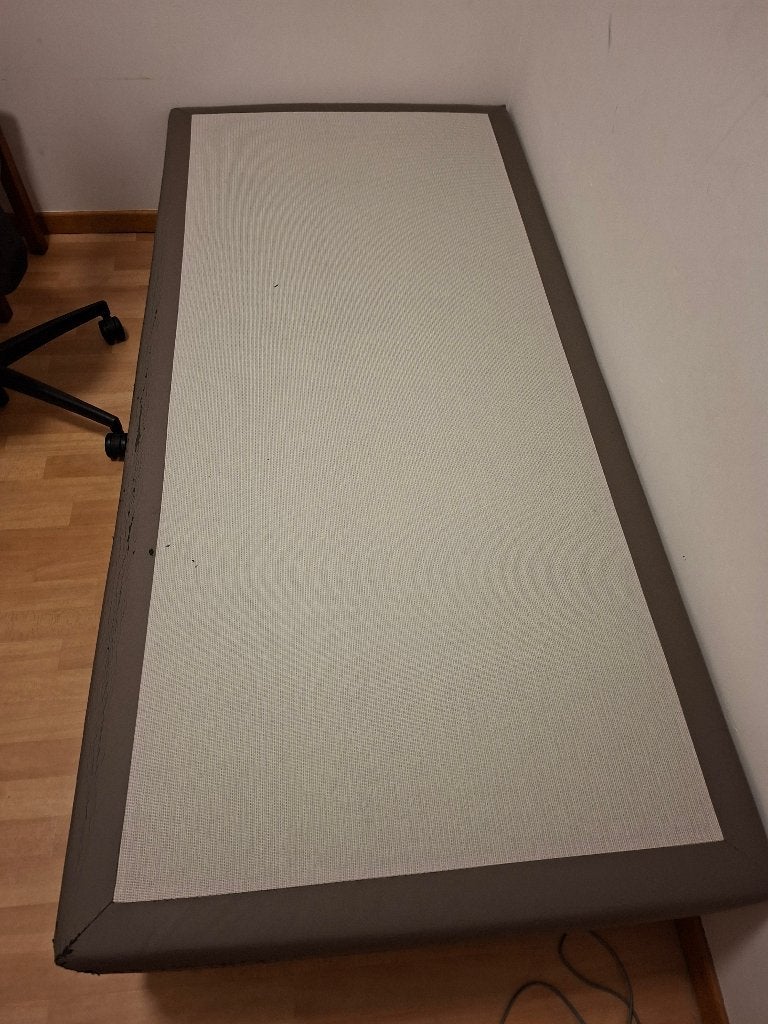 boxspring, Huis en Inrichting, Slaapkamer | Boxsprings, Gebruikt, 90 cm, 190 cm of minder, Eenpersoons, Grijs, Ophalen