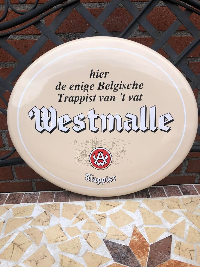 Emaille bord Westmalle, Ophalen of Verzenden