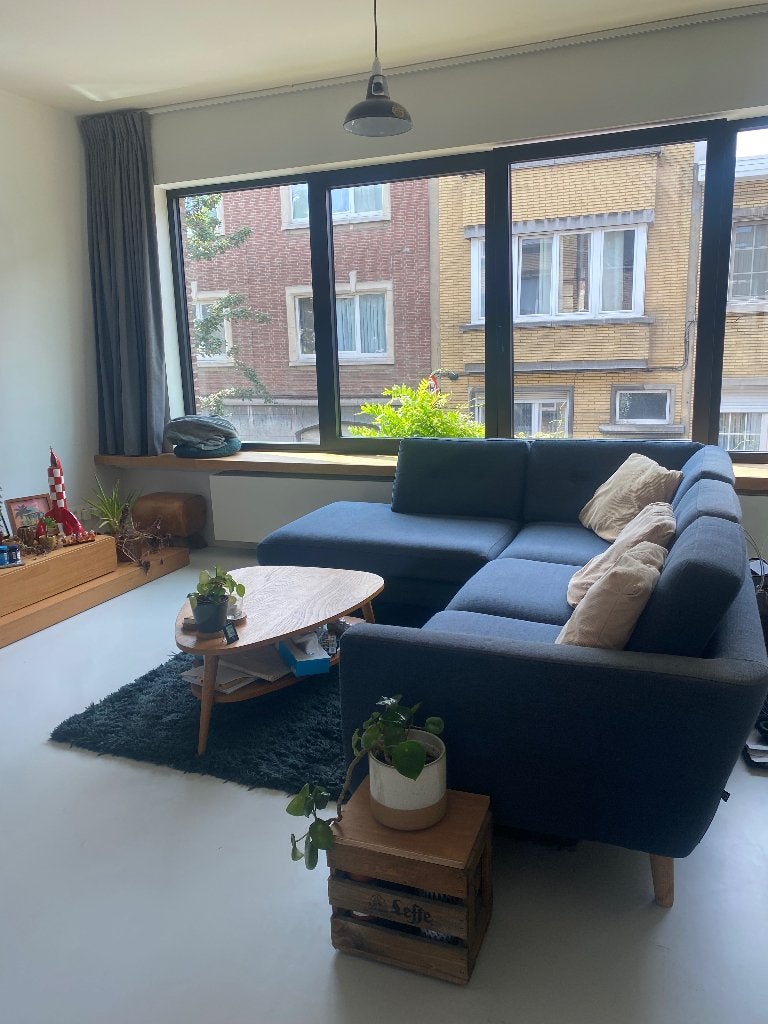 Blauwe zetel, Huis en Inrichting, Zetels | Zetels, Ophalen, Gebruikt, 125 tot 150 cm, Hoekbank