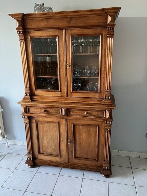 Meuble vitrine ancien, 100 à 150 cm, Utilisé, Autres essences de bois, Avec tiroir(s)
