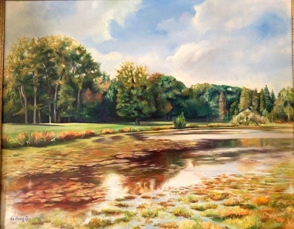 Parklandschap ca. 1980 - Guido De Hoog geb.1954 Wilrijk, Antiek en Kunst, Ophalen of Verzenden