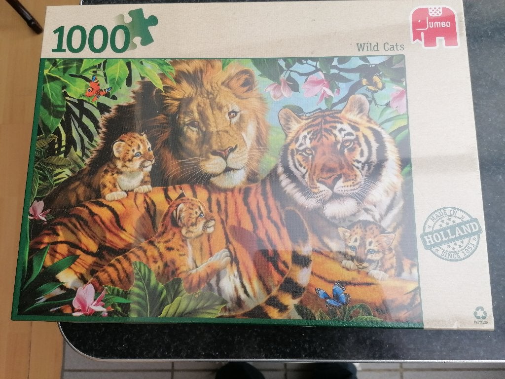 Puzzel nieuw 1000 stuks wild cats Jumbo, wilde katten, Jumbo, Hobby en Vrije tijd, Ophalen of Verzenden, 500 t/m 1500 stukjes