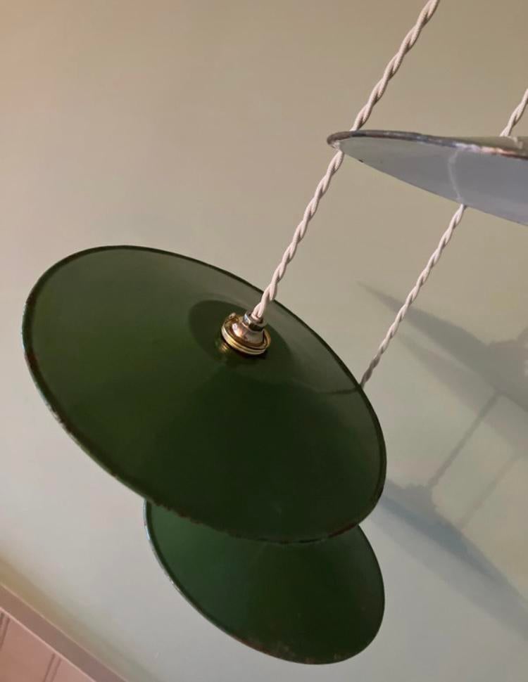 3 brocante emaille hanglampen, Huis en Inrichting, Ophalen, Gebruikt