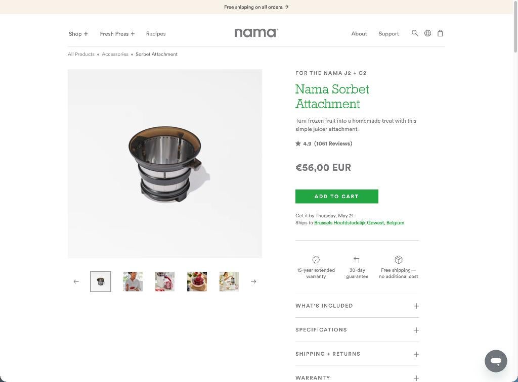 Nama sorbet accessoire, Elektronische apparatuur, Juicers, Ophalen, Nieuw, Elektrisch, Slowjuicer