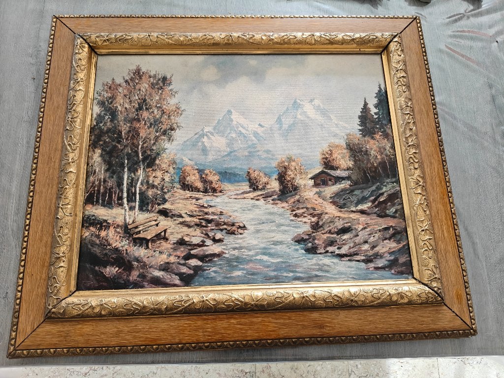 Birkmann - Bergrivier/ Gebirgsfluss - schilderij, Antiquités & Art, Enlèvement, Cadre spécial, Paysage