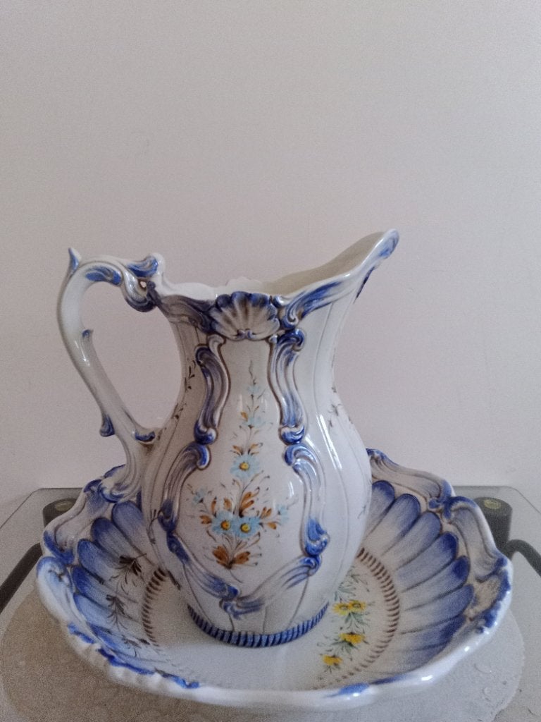 Vase Vintage et sa Coupe V. Bassano Italie Peint Main 60'70', Ophalen