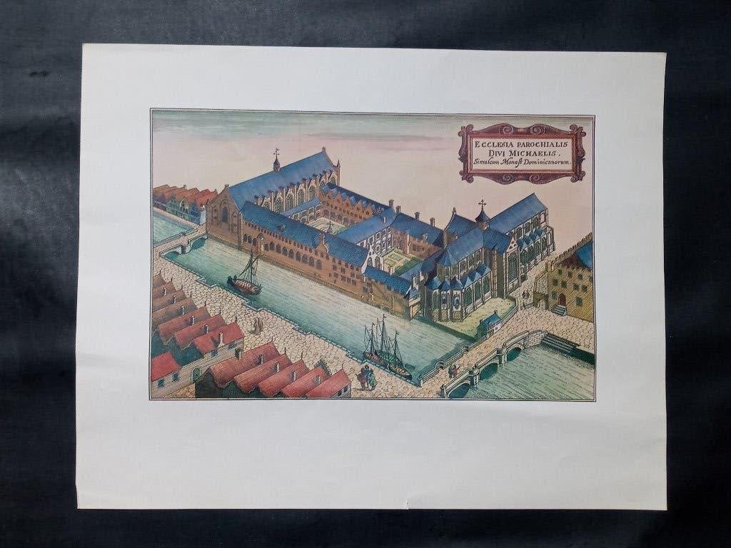 3 XVIIe eeuwse tekeningen van de Stad Gent - gedrukt in 1965, Antiek en Kunst, Kunst | Etsen en Gravures, 1950 - 1999, Genummerd