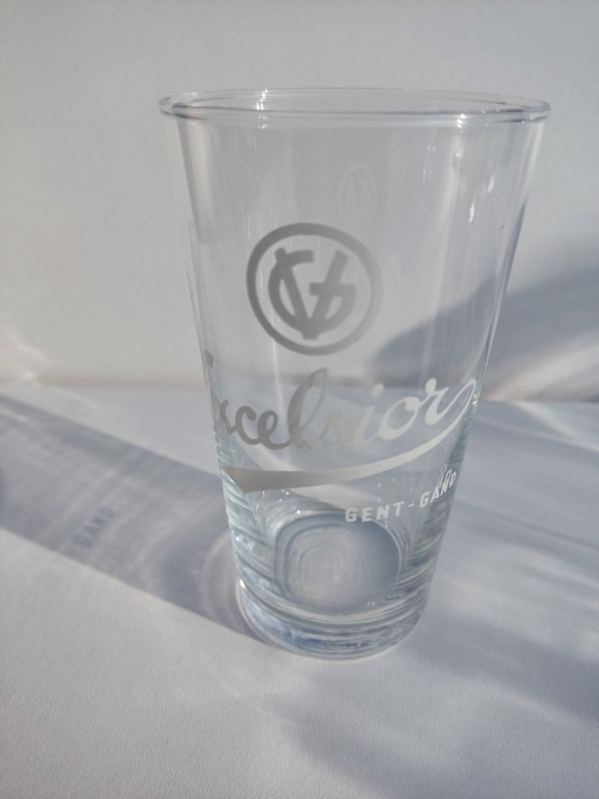 Retro Bierglas Excelsior Gent – Belgische Bier Memorabilia, Verzamelen, Ophalen, Zo goed als nieuw, Bierglas