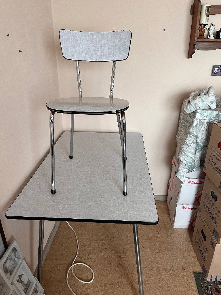 Vintage formica keukentafel met 4 stoelen, Ophalen, Huis en Inrichting
