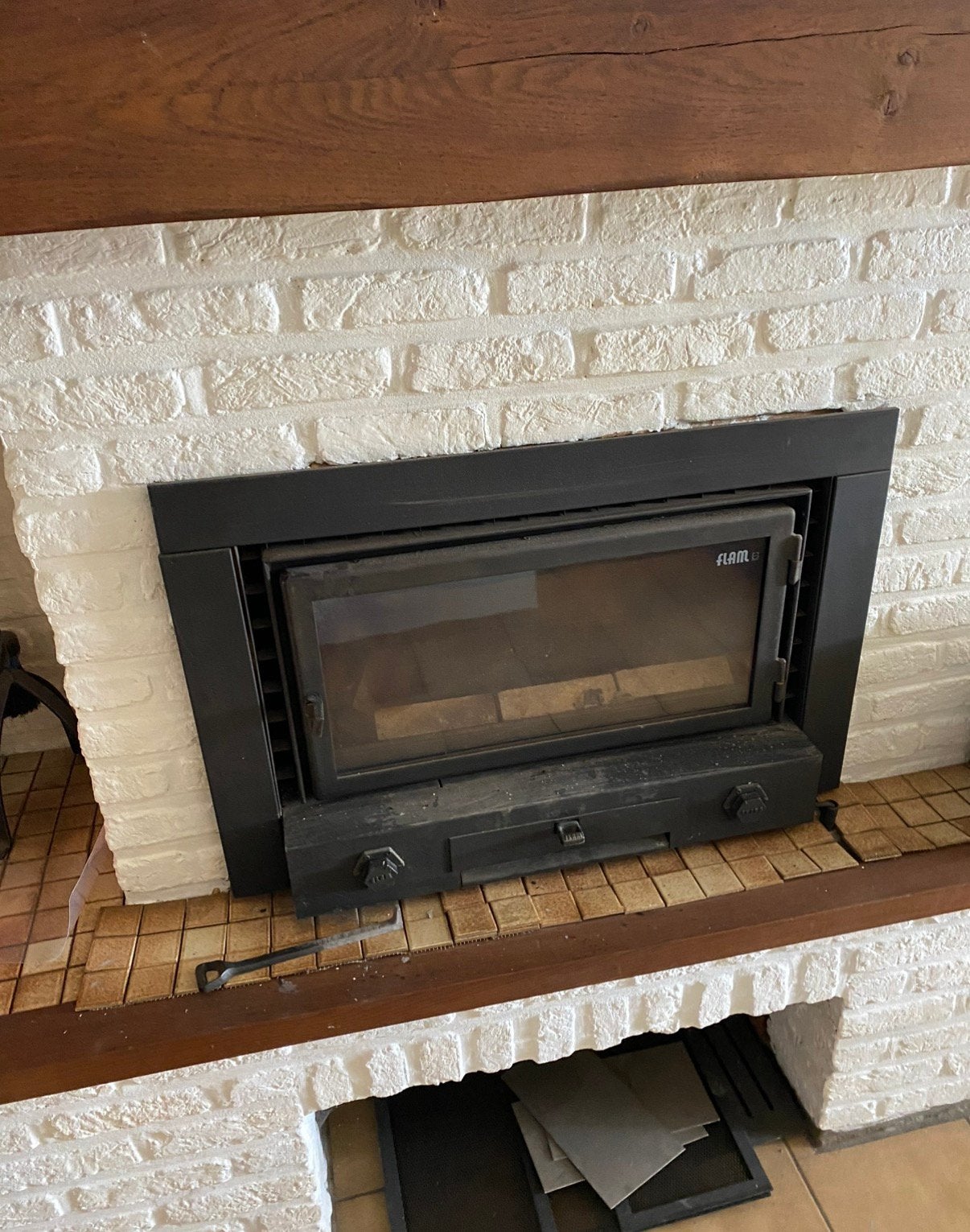 Insert de cheminée FLAM à bois, Enlèvement, Utilisé, Encastré