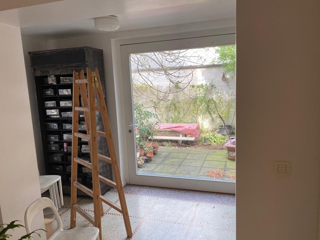 Pivot terrasdeur in tropisch hardhout, Doe-het-zelf en Bouw, Ophalen, Zo goed als nieuw, Glas, Buitendeur