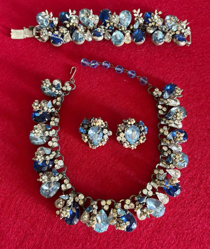 Halsketting, armband en oorbellen gesigneerd Robert - 1940, Handtassen en Accessoires, Antieke sieraden, Ketting, Overige materialen