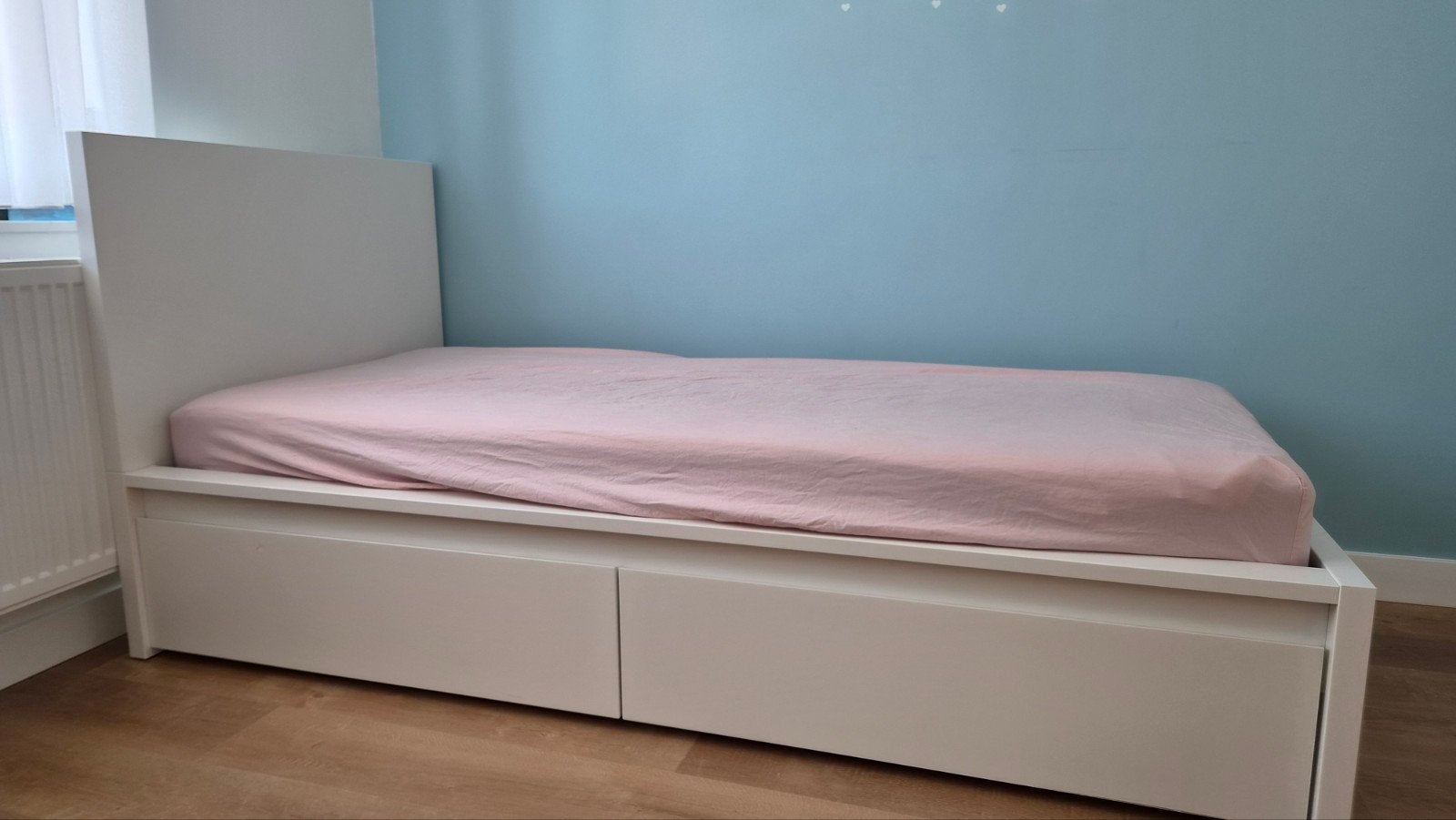 cadre de lit ikea Malm + sommier + 2 rangements, Maison & Meubles, 90 cm, Enlèvement, 200 cm, Blanc
