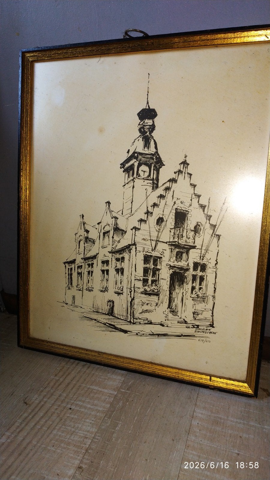 Gravure : Ancien hôtel de ville de Blankenberge par Ghislain, Enlèvement