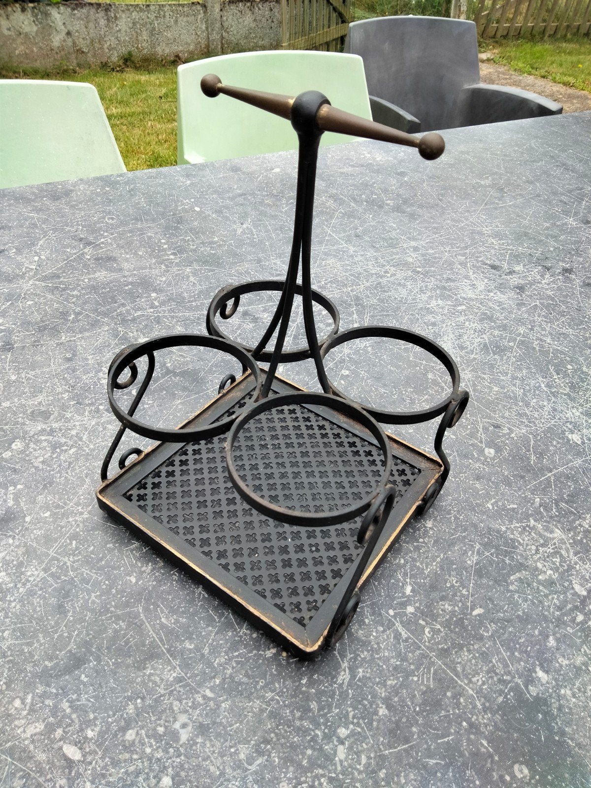 1960s vintage design fleshouder punched metal Frankrijk, Huis en Inrichting, Woonaccessoires | Etagères, Metaal, Ophalen of Verzenden