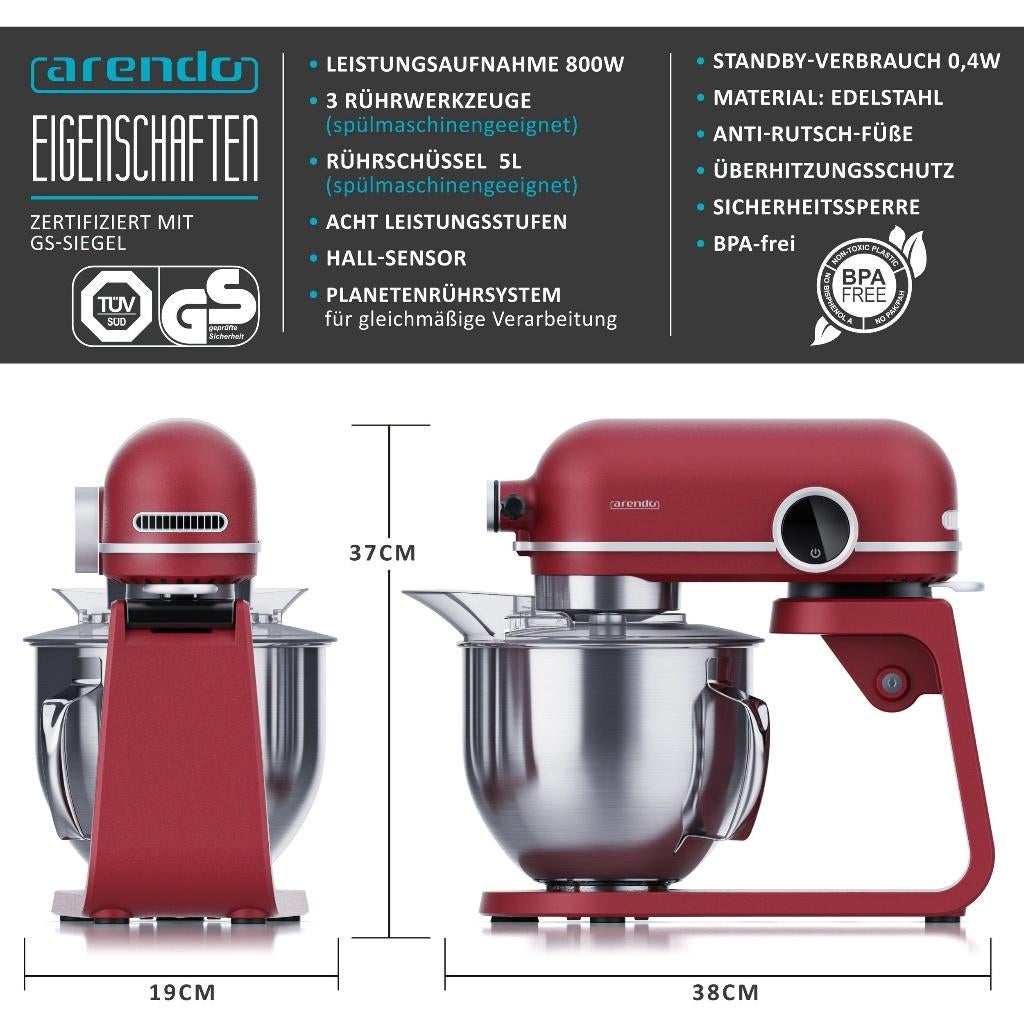 Robot de cuisine Arendo “Kitchen Leader” – très bon état, 4 litres ou plus, Enlèvement ou Envoi, Utilisé, 3 vitesses ou plus