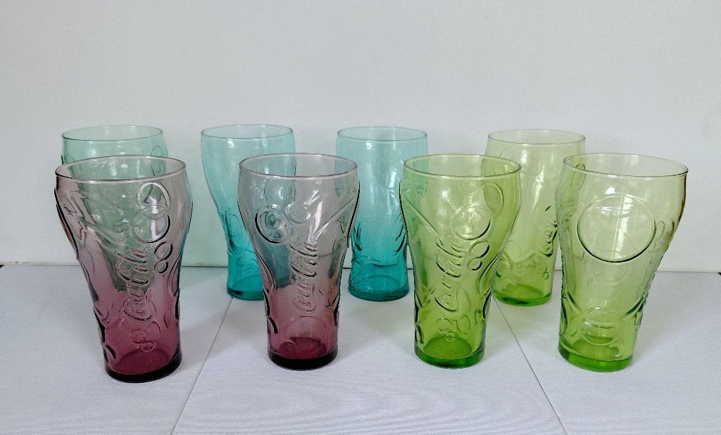 Vintage Coca-Cola McDonald's Glazen Set (8 stuks) – Luminarc, Ophalen of Verzenden, Zo goed als nieuw, Frisdrankglas