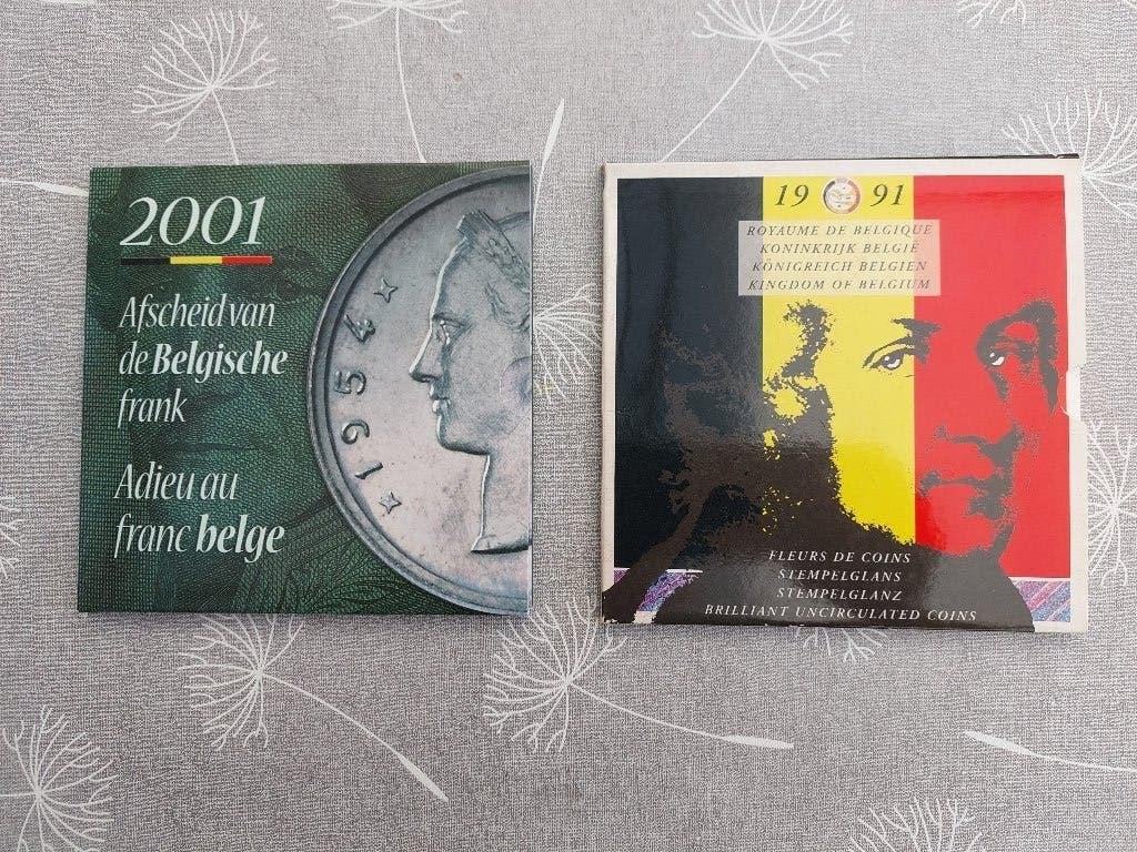 Lot de 2 pièces de monnaie Belgique 1991 et 2001, Enlèvement ou Envoi, Autre, Série