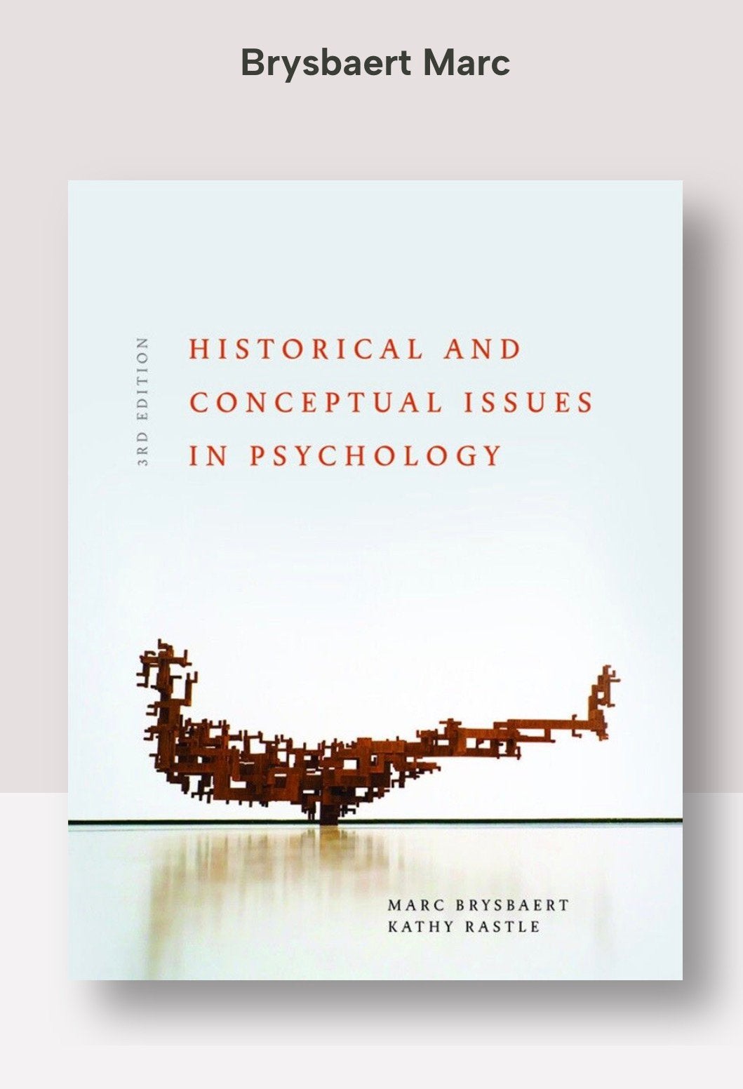 Historical and conceptual issues in psychology, Brysbaert, Livres, Psychologie, Enlèvement, Comme neuf