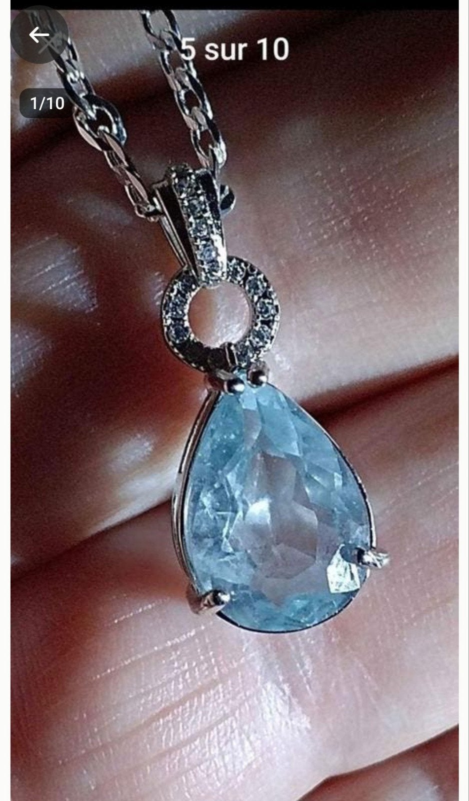 Pendentif en argent massif avec belle topaze bleue, Neuf, Enlèvement, Avec pierre précieuse, Bleu