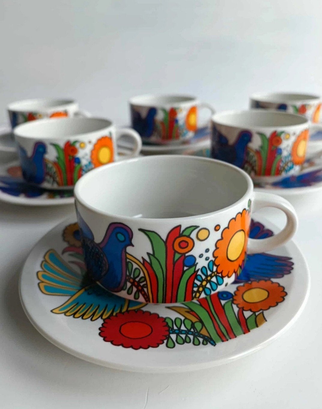 Set van 6 kopjes en schotels van Villeroy & Boch - model Aca, Ophalen of Verzenden, Villeroy & Boch, Vintage