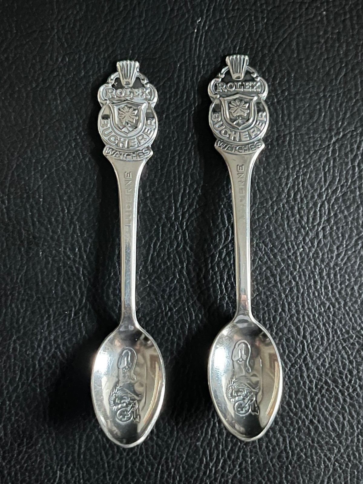 Ensemble de 2 cuillères Rolex Bucherer vintage (Lucerne), Enlèvement ou Envoi