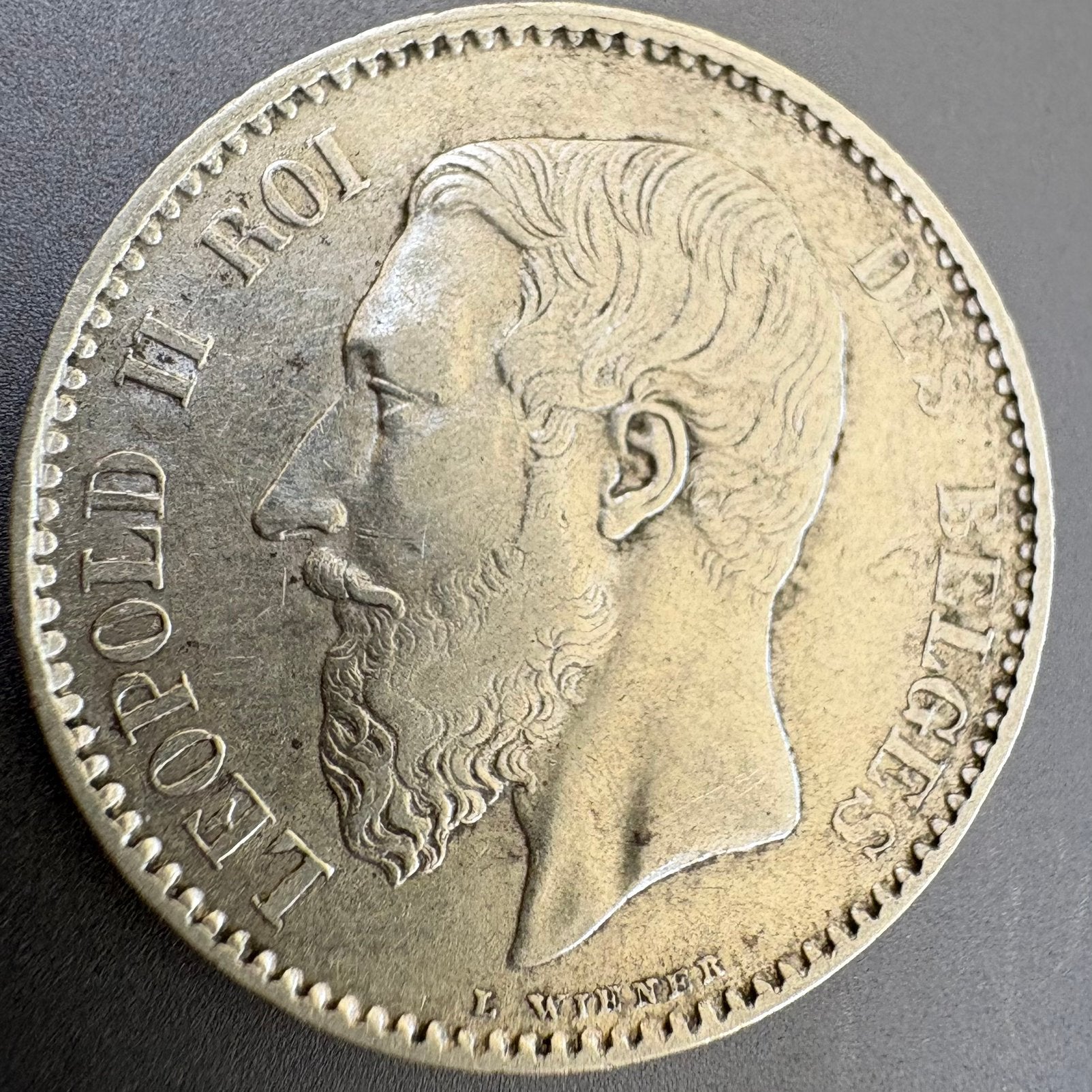 Zilveren 1 Franc 1886/1866 variant - Leopold II - Fr Versie, Verzenden, Zilver, Losse munt, Zilver