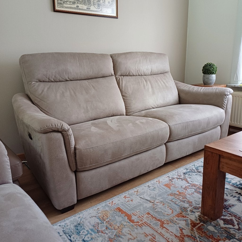 Stoffen 2½-zit (tweedelig)met dubbele relaxen, Maison & Meubles, 200 à 250 cm, Banc droit, Comme neuf, Enlèvement