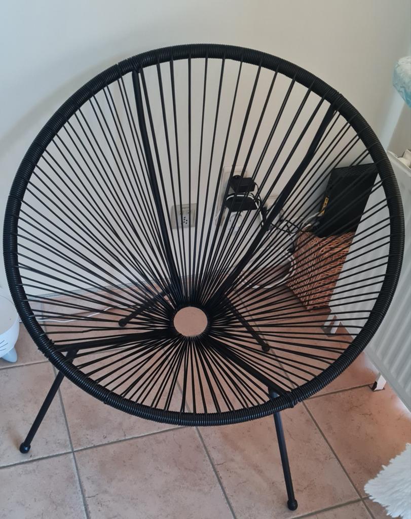 Fauteuil à cordes en résine noire, Jardin & Terrasse, Enlèvement
