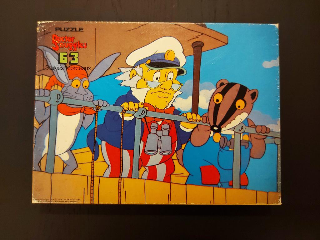 DOCTOR SNUGGLES vintage puzzel 63 stukken > TOPstaat !, Ophalen of Verzenden, Meer dan 50 stukjes, Gebruikt, 6 jaar of ouder
