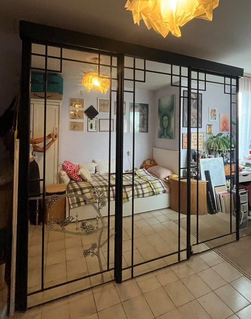 Penderie 3 portes avec grands miroirs, 200 cm ou plus, Utilisé, 200 cm ou plus, 50 à 75 cm