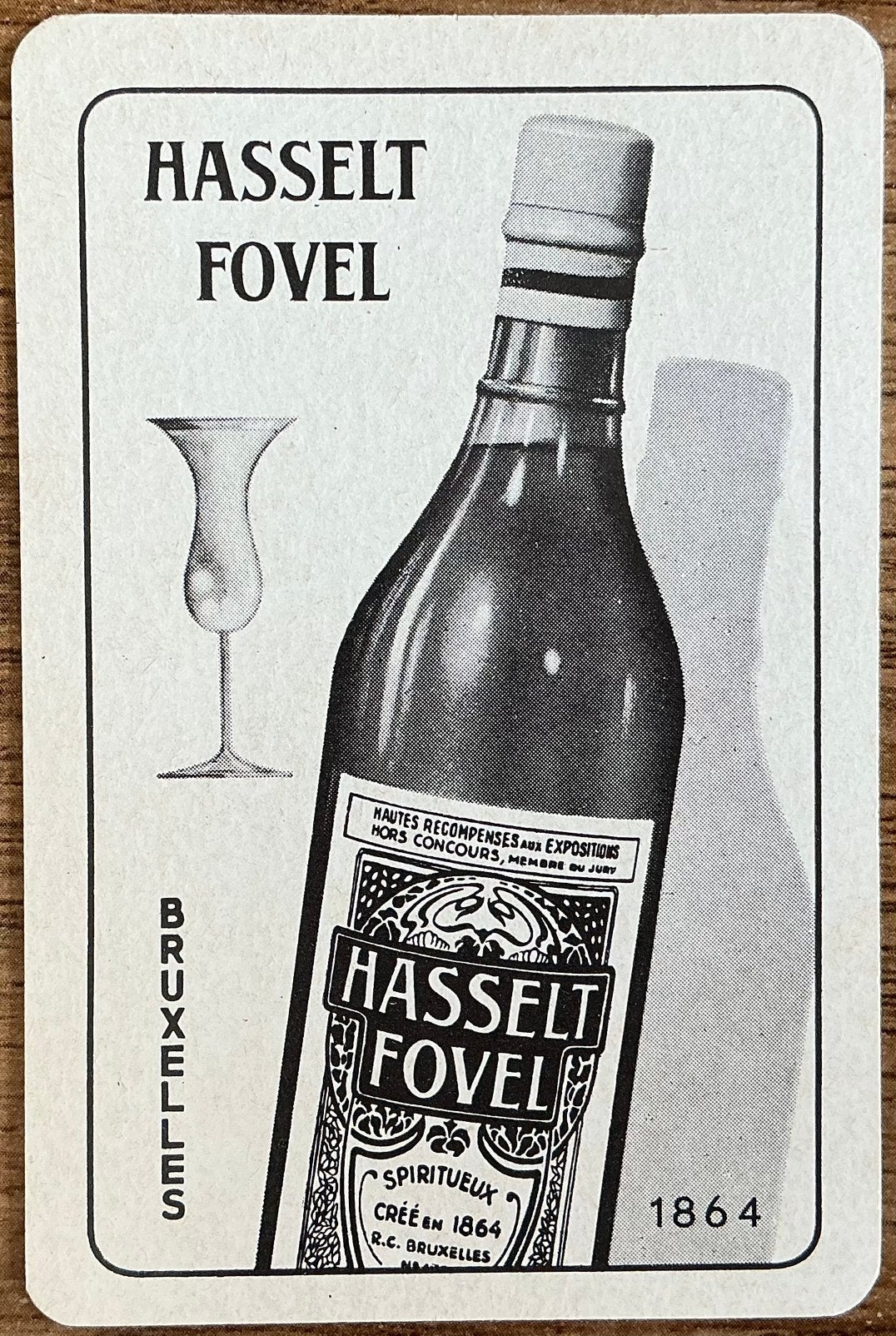 Carte à jouer HASSELT FOVEL/BRUXELLES, Collections, Enlèvement ou Envoi, Comme neuf, Carte(s) à jouer