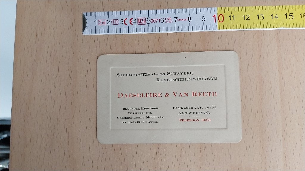 Adreskaartje Daeseleire & Van Reeth Antwerpen, Verzamelen, Overige Verzamelen, Ophalen of Verzenden, Gebruikt