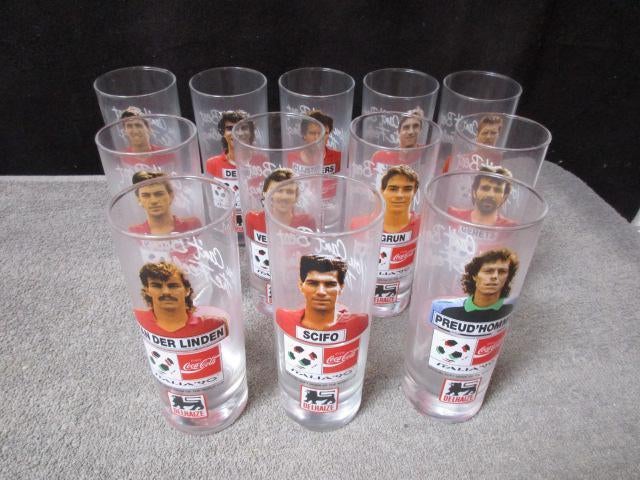 coca cola glazen set rode duivels 1990 italie, Verzamelen, Ophalen of Verzenden, Nieuw, Frisdrankglas